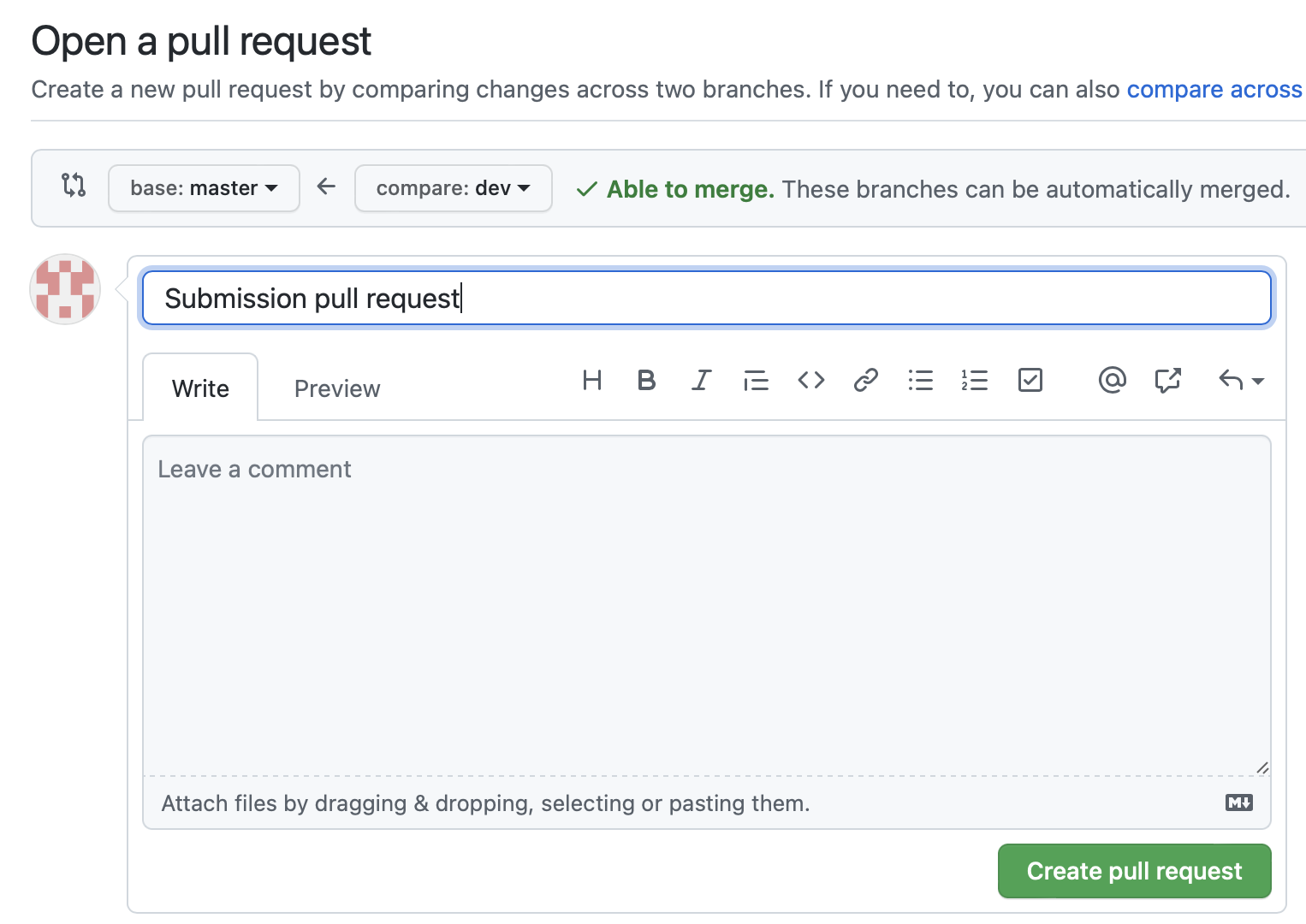 Github create pull request