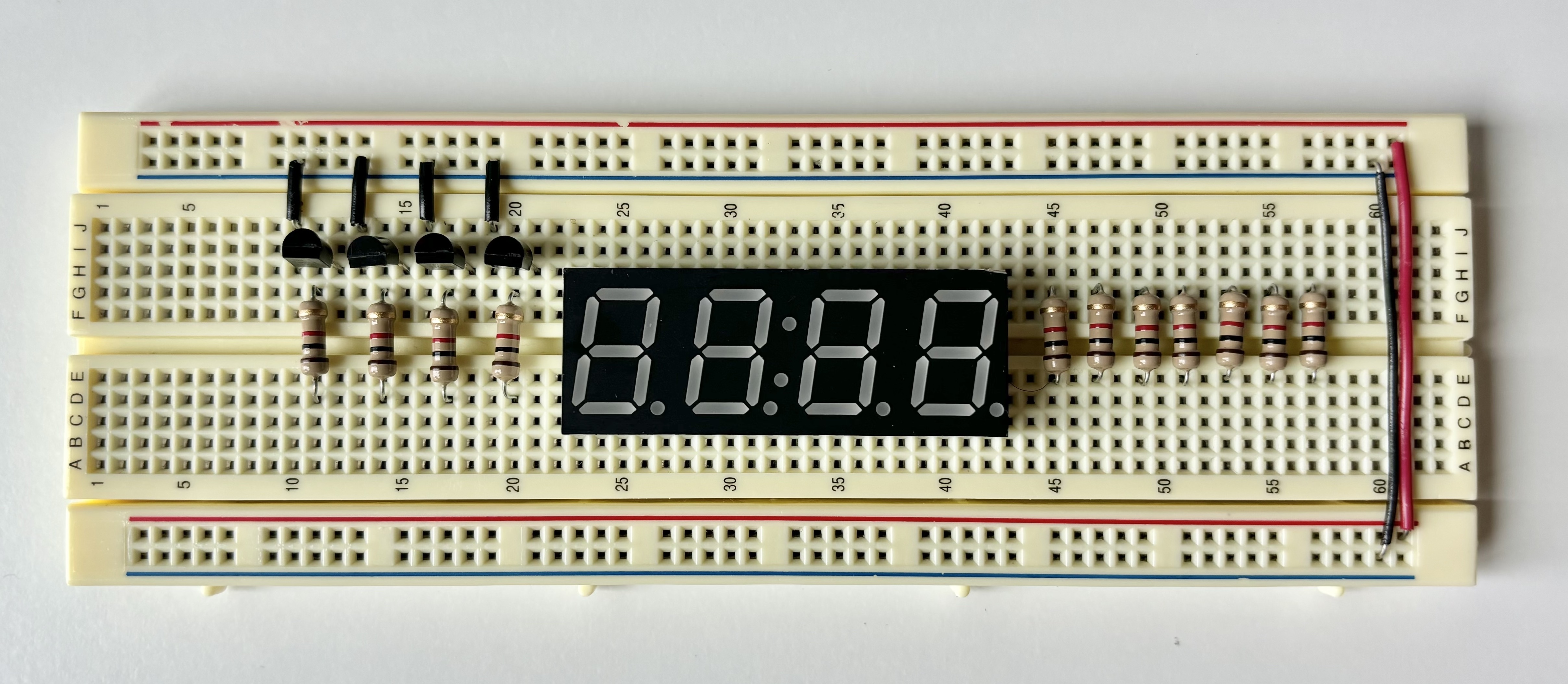 Wired breadboard with components