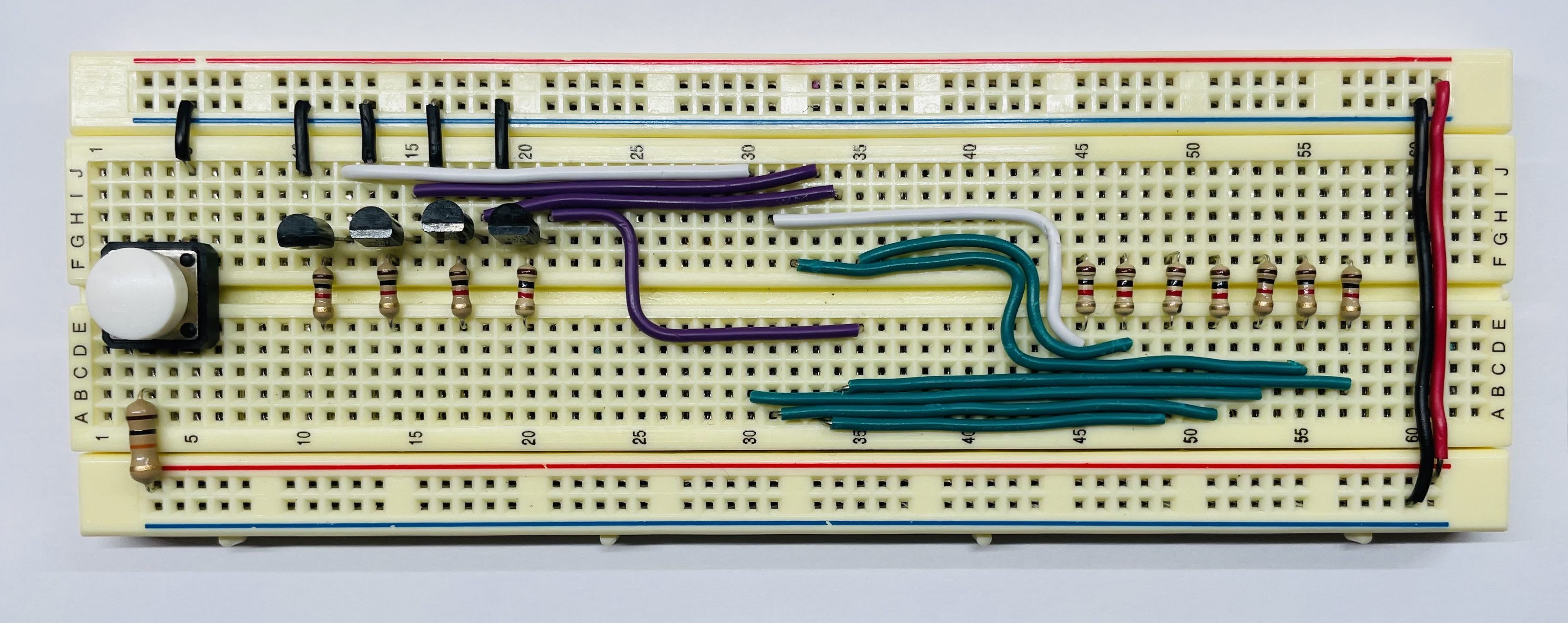 Wired breadboard with components
