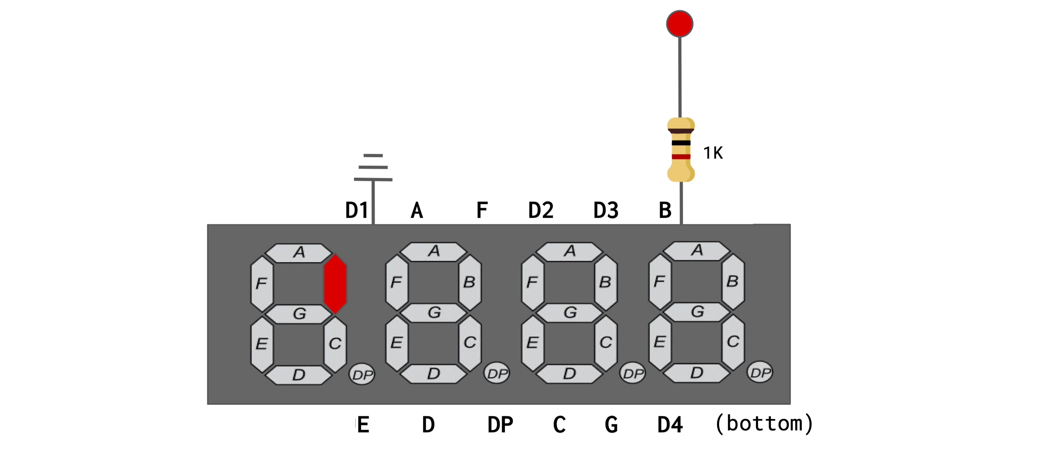 Schematic for segment B digit 1
