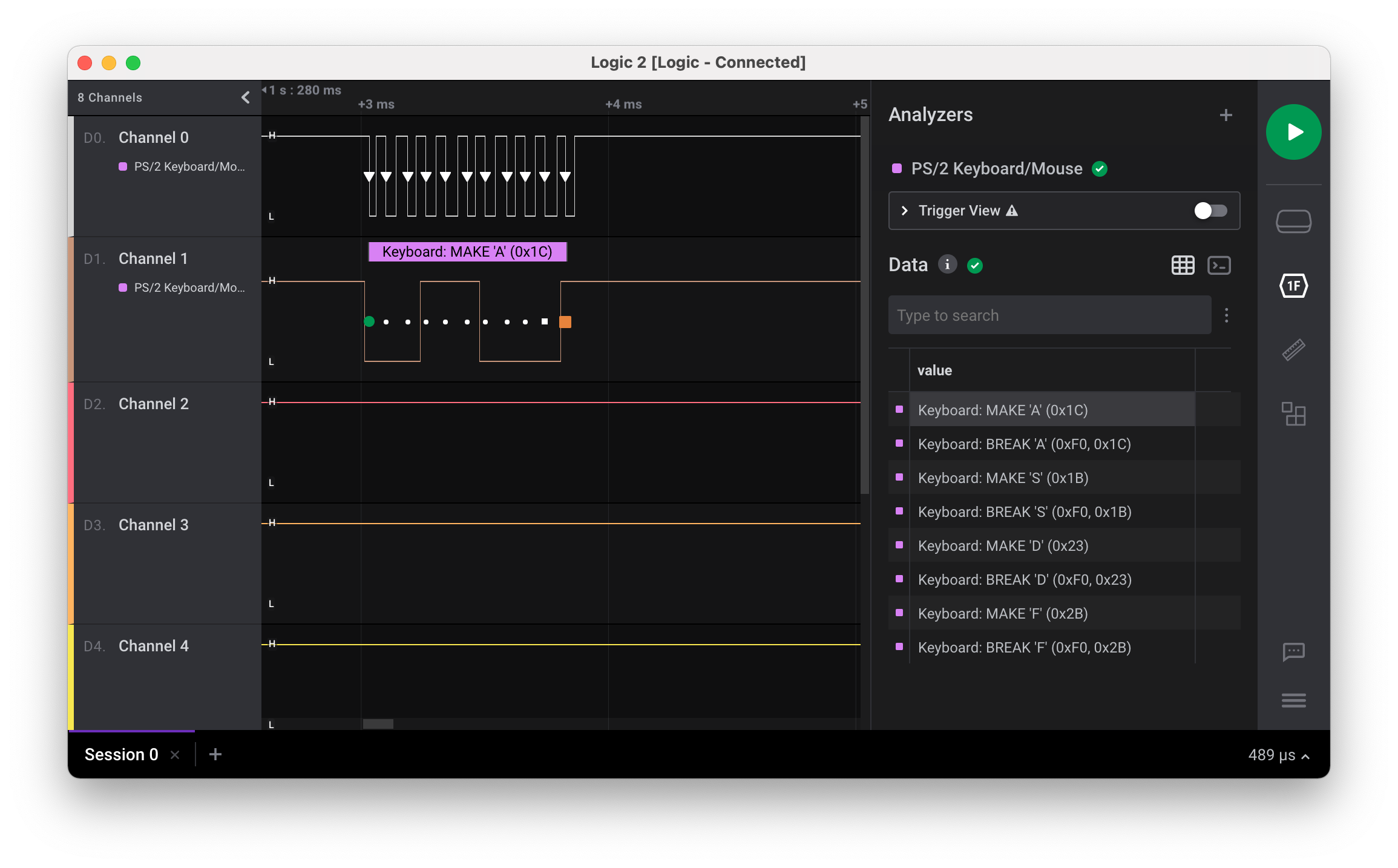 Logic 2 PS/2 Analyzer